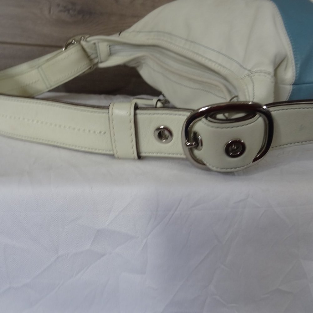 Coach F13357 White Blue Rugby Duffle Bucket Bag - Picture 6 of 12